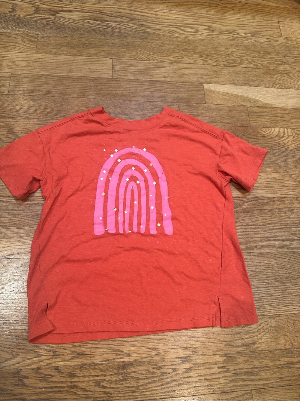 Cat & Jack Coral Tee with Pink Rainbow